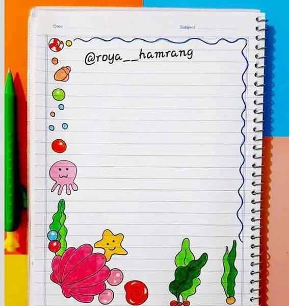 عکس نقاشی دخترانه برای دفتر مشق فانتزی