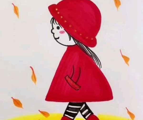 عکس نقاشی پاییزی دخترانه زیبا