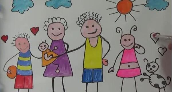 عکس خانواده سه نفره نقاشی