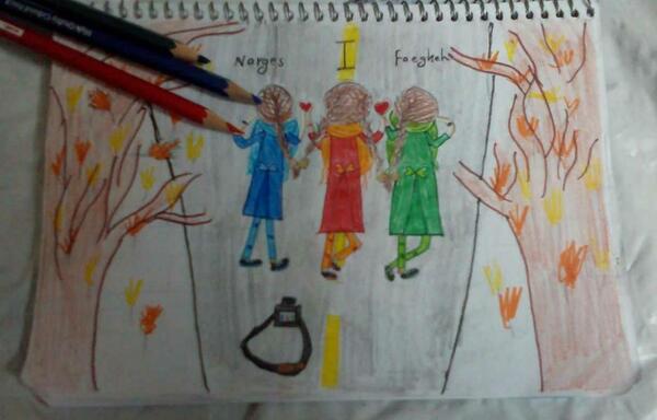 عکس خانواده سه نفره نقاشی