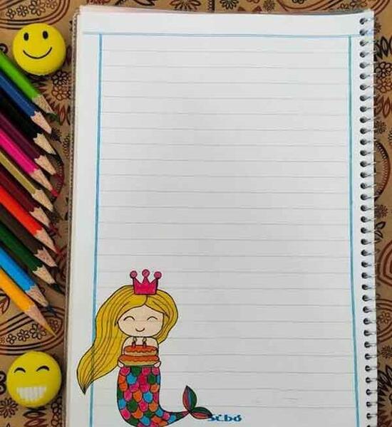 عکس نقاشی دخترانه دفتر مشق ساده