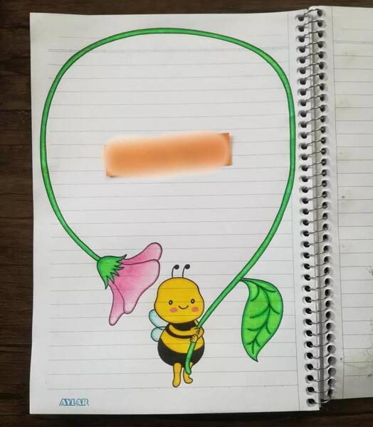 عکس نقاشی دخترانه دفتر مشق کلاس سوم