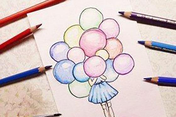 عکس نقاشی دخترانه رنگی آسان