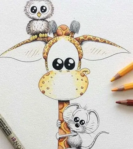 عکس نقاشی دخترانه رنگی فانتزی ساده