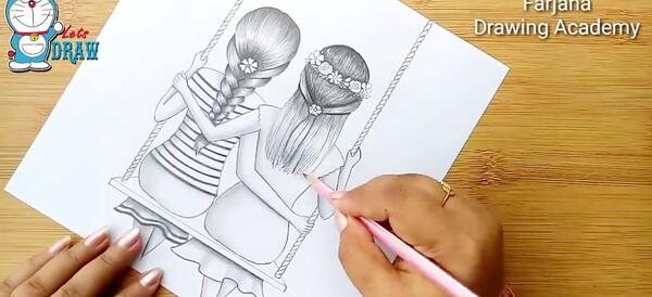 عکس نقاشی دخترانه رفیق ساده
