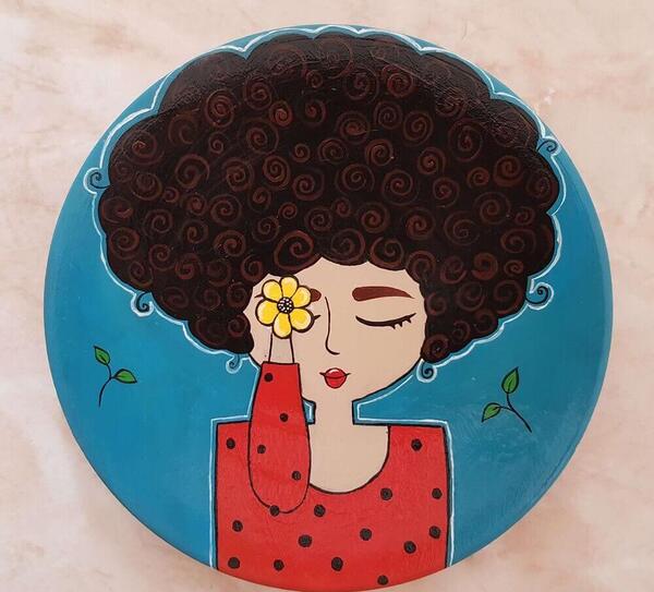 عکس سفالي دخترانه نقاشی روی سفال فانتزی