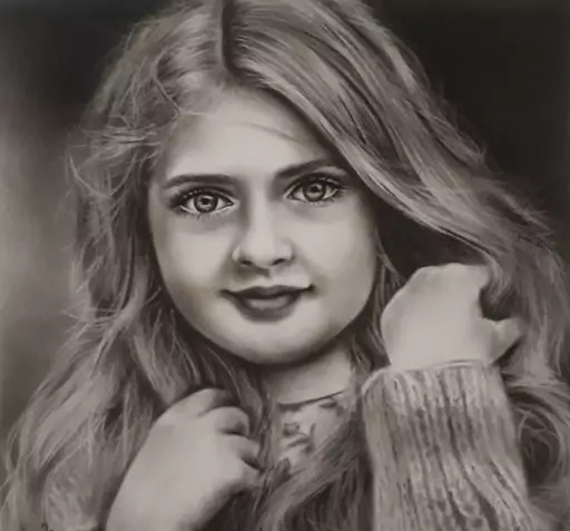 عکس نقاشی دخترانه سیاه قلم چهره