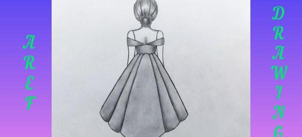 عکس نقاشی دخترانه ساده با مداد سیاه