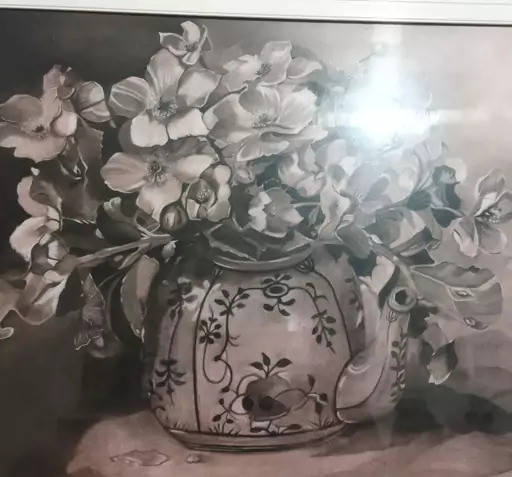 عکس طرح نقاشی گلدان سیاه قلم