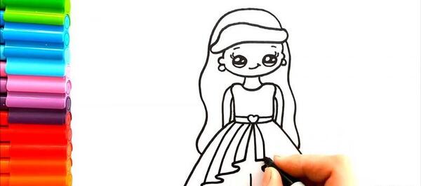 عکس نقاشی دخترانه قلم سیاه آسان