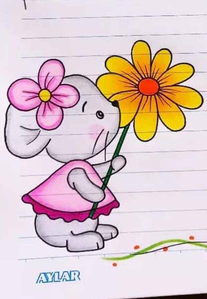 عکس نقاشی دخترانه قشنگ و زیبا و ساده