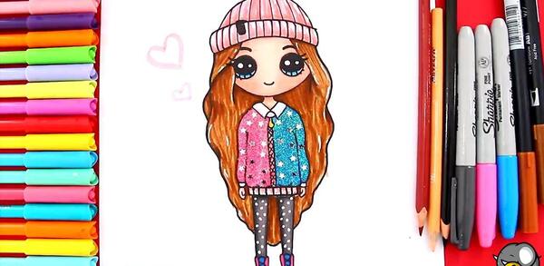 عکس نقاشی کارتونی دخترانه بامزه