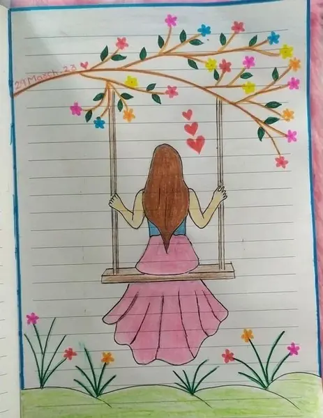 عکس نقاشی دخترانه کلاس سوم زیبا