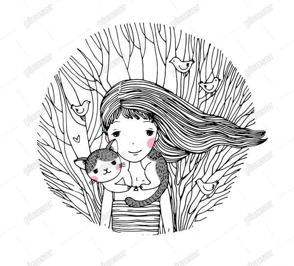 عکس نقاشی دخترانه گربه کوچولو