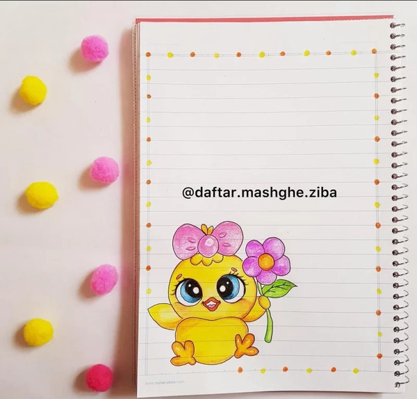 عکس نقاشی دخترانه برای گوشه دفتر مشق