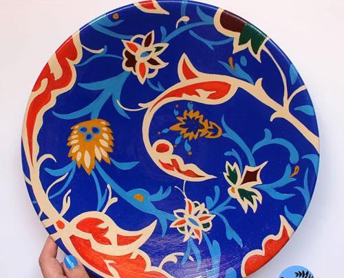 عکس طرح نقاشی روی بشقاب سفالی با گواش
