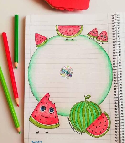 عکس نقاشی گوشه دفتر دخترانه ساده
