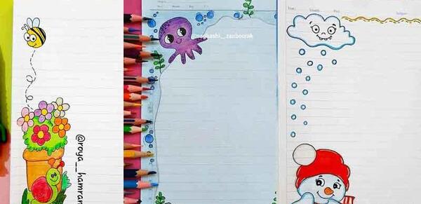 عکس نقاشی گوشه دفتر دخترانه فانتزی
