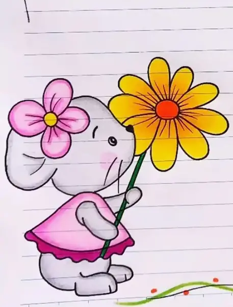 عکس نقاشی گوشه دفتر دخترانه فانتزی