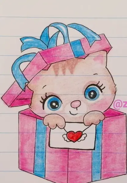 عکس نقاشی گوشه دفتر دخترانه فانتزی