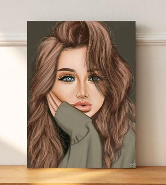 عکس طرح نقاشی روی بوم دختر