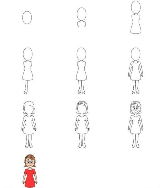عکس آموزش نقاشی دخترانه آسان مرحله به مرحله