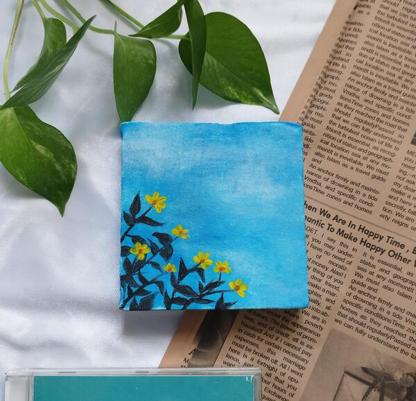 عکس طرح گل نقاشی روی بوم