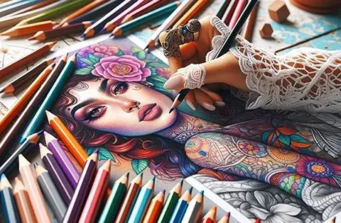 عکس مدل های زیبا نقاشی با مداد رنگی