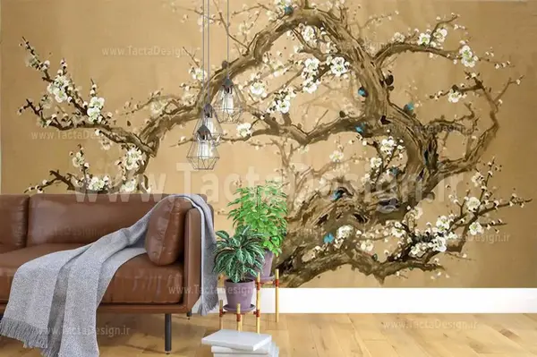 عکس طرح نقاشی درخت روی دیوار