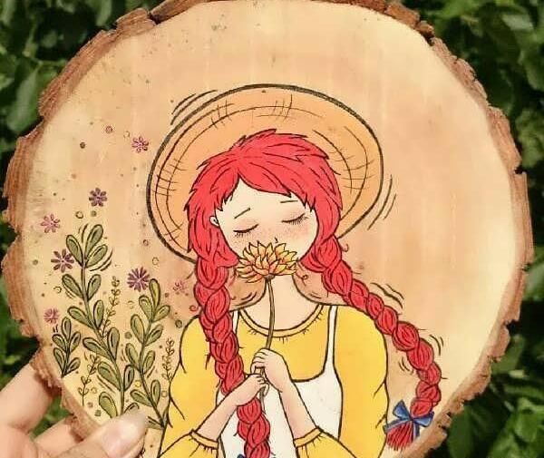 عکس طرح نقاشی روی چوب ساده