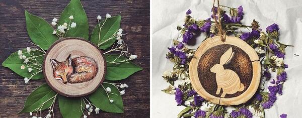 عکس طرح نقاشی روی چوب ساده