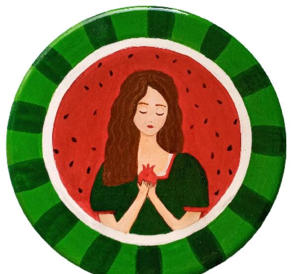 عکس طرح نقاشی یلدایی روی سفال