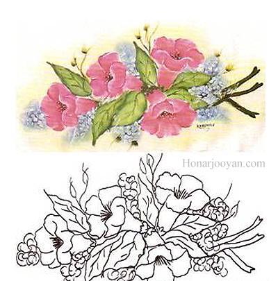 عکس طرح خام نقاشی گل رز