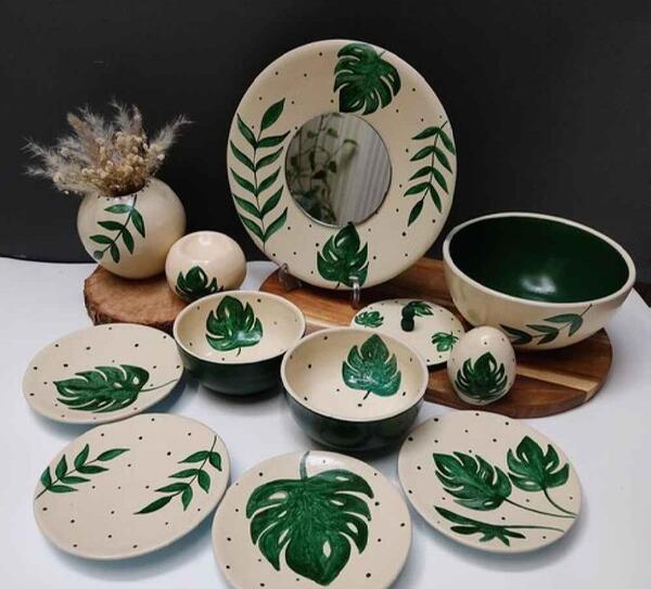 عکس طرح نقاشی برای ظرف سفالی