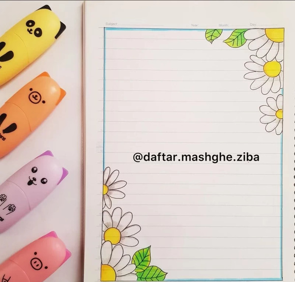 عکس نقاشی حاشیه دفتر طرح گل