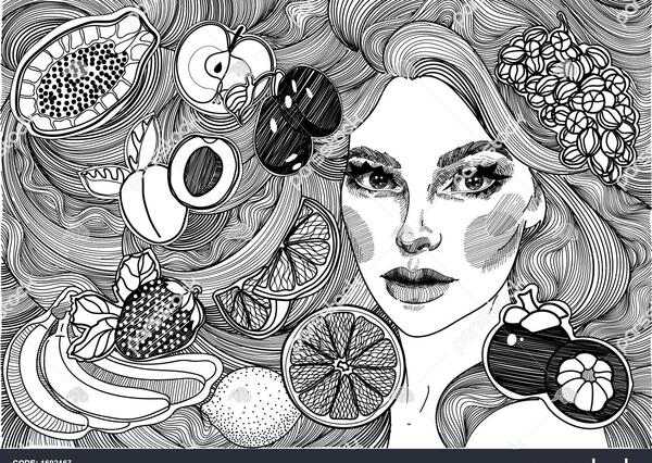عکس نقاشی دخترانه با میوه