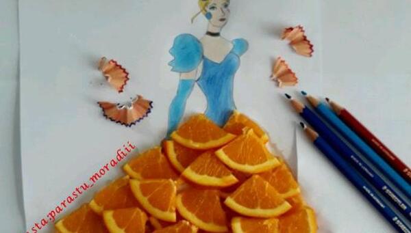 عکس نقاشی دخترانه با میوه