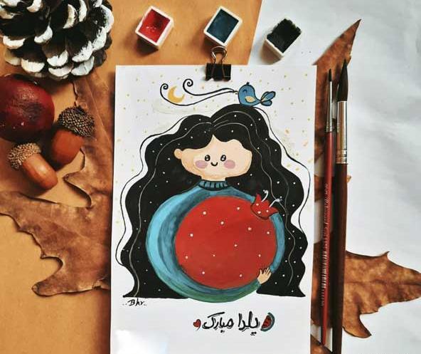 عکس نقاشی دخترانه با میوه
