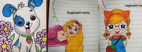 عکس نقاشی دخترانه کلاس اول زیبا