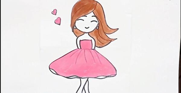 عکس نقاشی دخترانه عروسک زیبا