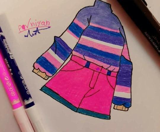 عکس نقاشی لباس تابستانی دخترانه