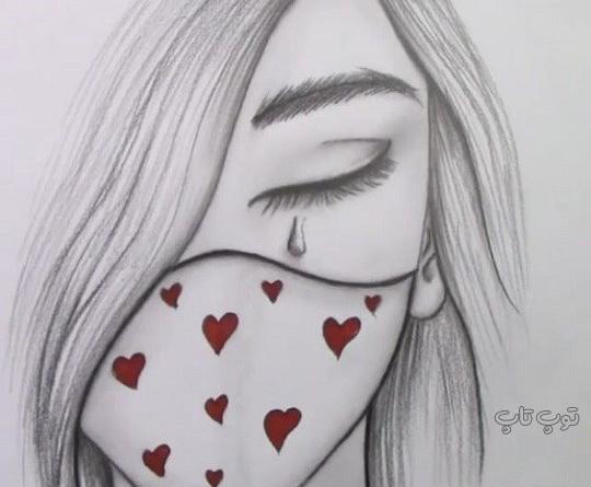 عکس نقاشی غمگین تنهایی دخترانه
