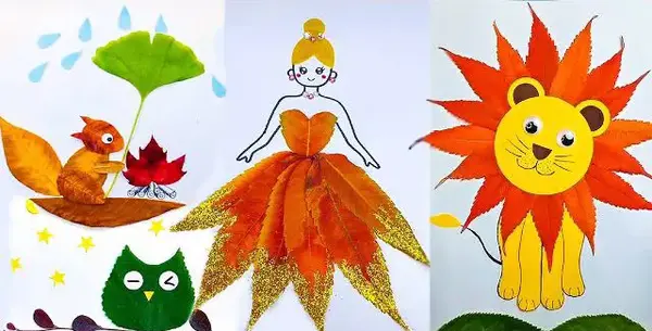 عکس نقاشی با برگ های پاییزی زیبا