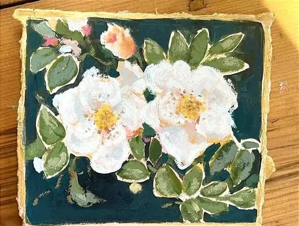 عکس نقاشی گل نسترن کودکانه