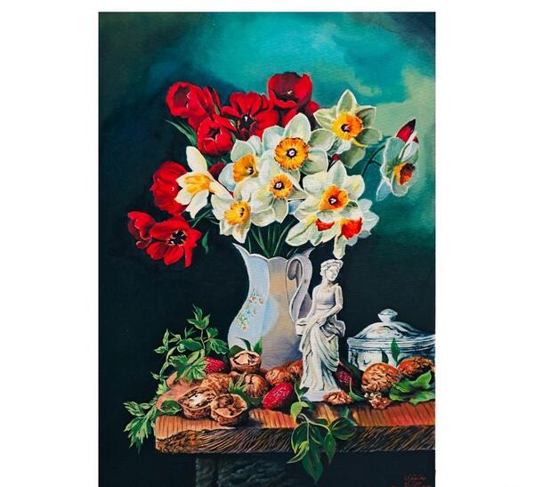 عکس نقاشی گل نرگس نقاشی گل نرگس