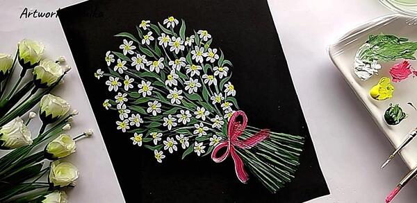 عکس نقاشی گلدان گل نرگس