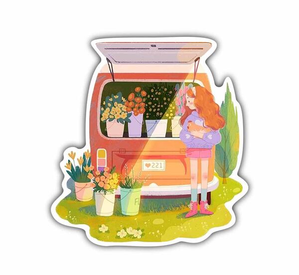 عکس نقاشی گل فروش ساده
