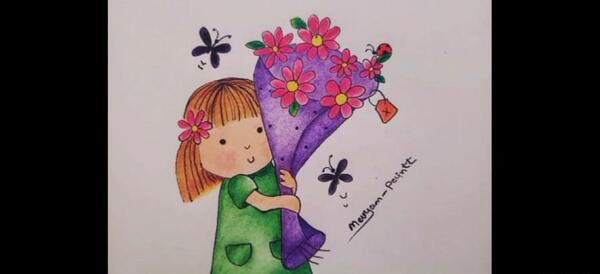 عکس نقاشی گل فروش ساده