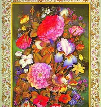 عکس نقاشی گل و مرغ استاد فرشچیان