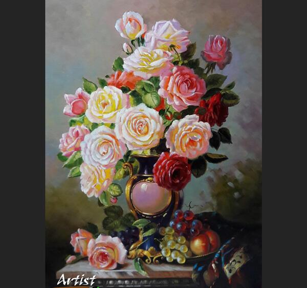 عکس نقاشی گل رز طبیعی
